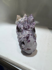 Mystic Dragon Head Sculpture – Hand-Carved Raw Crystal Dragon Skull