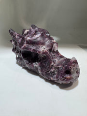 Enchanted Amethyst Dragon Skull – Hand-Carved Raw Crystal Sculpture
