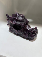 Mystical Purple Dragon Skull – Hand-Carved Raw Crystal Sculpture