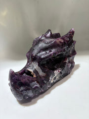 Mystical Purple Dragon Skull – Hand-Carved Raw Crystal Sculpture