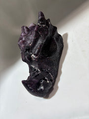 Natural Sphalerite Dragon Head Carving – Unique Purple Crystal Sculpture for Collectors & Home Decor