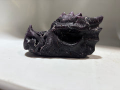Natural Sphalerite Dragon Head Carving – Unique Purple Crystal Sculpture for Collectors & Home Decor