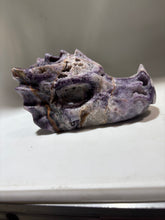 Natural Sphalerite Dragon Head Carving – Rare Purple & White Crystal Sculpture for Collectors