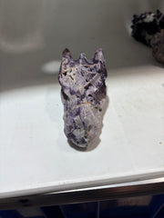 Sphalerite Dragon Head – Unique Purple White Crystal Sculpture