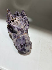 Sphalerite Dragon Head – Unique Purple White Crystal Sculpture
