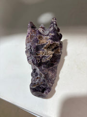 Sphalerite Dragon Head Sculpture – Unique Purple & Beige