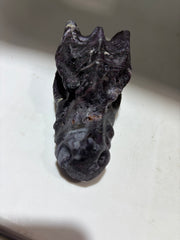 Sphalerite Dragon Head Crystal – Captivating Purple Mineral Sculpture, Fantasy Crystal Decor