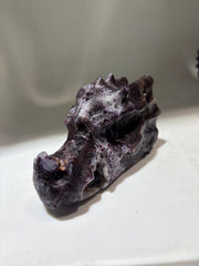 Sphalerite Dragon Head – Unique Purple Crystal Skull, Fantasy Mineral Sculpture