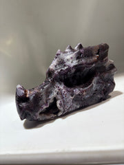 Sphalerite Dragon Head – Unique Purple Crystal Skull, Fantasy Mineral Sculpture