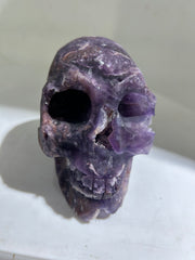 Mystic Amethyst Fluorite Skull with Natural Mineral Veining