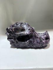 Unique Sphalerite Dragon Head Sculpture – Striking Purple & White Crystal Mineral Art