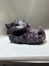 Unique Sphalerite Dragon Head Sculpture – Striking Purple & White Crystal Mineral Art