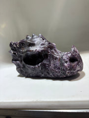 Unique Sphalerite Dragon Head Sculpture – Striking Purple & White Crystal Mineral Art