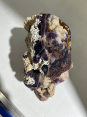 Celestial Druzy Fluorite Crystal Skull with Natural Mineral Cluster