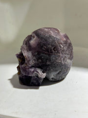 Mystic Violet Fluorite Skull – Hand-Carved Crystal Sculpture with Ethereal Patterns