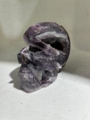 Enchanted Abyss Fluorite Skull – Raw Crystal Gothic Sculpture