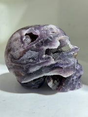 Enchanted Abyss Fluorite Skull – Raw Crystal Gothic Sculpture