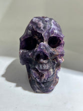Violet Abyss Raw Fluorite Skull – Unique Crystal Art Sculpture