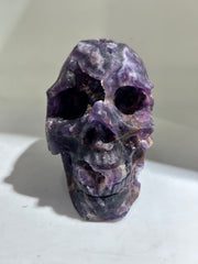 Violet Abyss Raw Fluorite Skull – Unique Crystal Art Sculpture