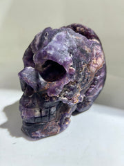 Violet Abyss Raw Fluorite Skull – Unique Crystal Art Sculpture