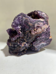 Violet Abyss Raw Fluorite Skull – Unique Crystal Art Sculpture