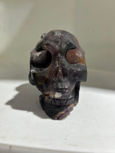 Obsidian Veins Fluorite Skull – Raw Crystal Art Sculpture
