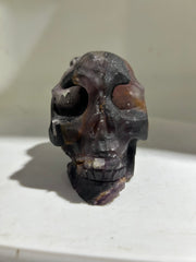 Obsidian Veins Fluorite Skull – Raw Crystal Art Sculpture