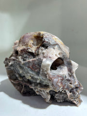 Raw Hand-Carved Fluorite Skull | Natural Crystal Sculpture | Unique Mineral Art Decor