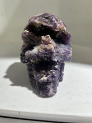 Raw Fluorite Skull Sculpture | Hand-Carved Natural Crystal Art
