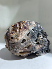 Raw Fluorite Skull Sculpture | Hand-Carved Crystal Geode Art | Unique Hollow Mineral Decor