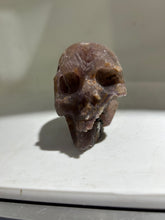 Raw Fluorite Skull Sculpture | Hand-Carved Crystal Art | Unique Amethyst-Toned Mineral Decor