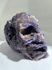 Raw Fluorite Skull | Intricate Geode Crystal Sculpture | Unique Gothic Mineral Art
