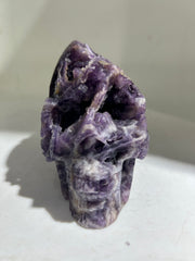 Raw Fluorite Skull Sculpture | Primitive Crystal Art | Unique Gothic Home Decor