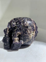 Raw Fluorite Skull | Primitive Crystal Skull Sculpture | Unique Gothic Art Decor