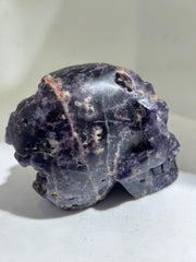 Raw Fluorite Skull | Primitive Crystal Skull Sculpture | Unique Gothic Art Decor