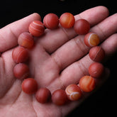 Matte Red Agate Bead Bracelet | Natural Stone Energy Jewelry