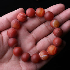 Matte Red Agate Bead Bracelet | Natural Stone Energy Jewelry