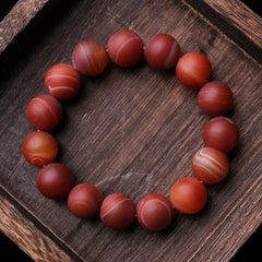 Matte Red Agate Bead Bracelet | Natural Stone Energy Jewelry