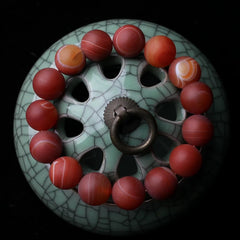 Matte Red Agate Bead Bracelet | Natural Stone Energy Jewelry