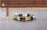 Multicolor Frosted Agate Bead Bracelet | Artistic Boho Minimalist Jewelry