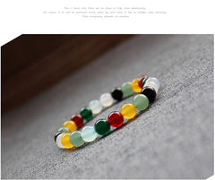 Multicolor Frosted Agate Bead Bracelet | Artistic Boho Minimalist Jewelry