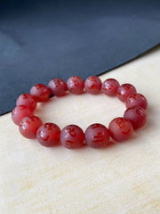Red Agate Mantra Bead Bracelet | Spiritual Frosted Stone Jewelry