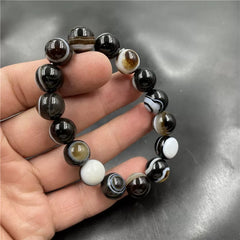Black Banded Agate Bracelet | Artistic Natural Stone Jewelry