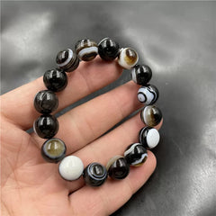 Black Banded Agate Bracelet | Artistic Natural Stone Jewelry