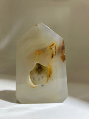 White Agate Tower | Botanical-Inspired Crystal Sculpture | Unique Modern Décor