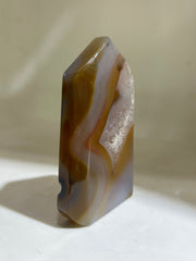 Agate Geode Tower | Warm Amber Banded Crystal Sculpture | Unique Modern Mineral Art