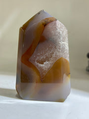 Agate Geode Tower | Warm Amber Banded Crystal Sculpture | Unique Modern Mineral Art