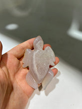 White Druzy Agate Turtle – Unique Crystal Carving for Elegant Home Decor