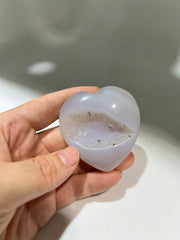 Blue Lace Druzy Agate Heart – Unique Crystal Geode Heart for Calm, Healing & Gifts