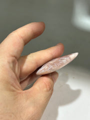 Pink Flower Agate Crescent Moon Face – Unique Celestial Crystal Art for Mindful Spaces